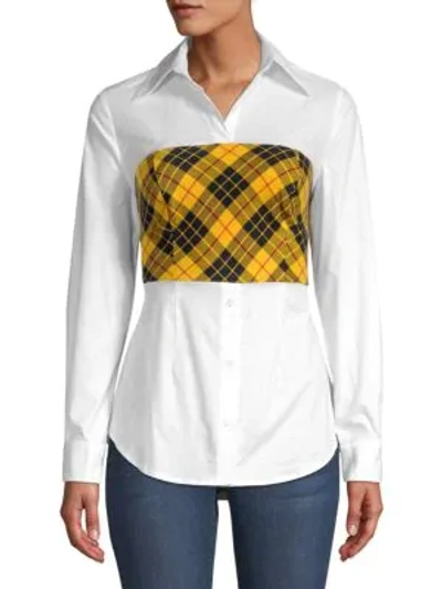 Petersyn Monroe Plaid-overlay Shirt In Yellow