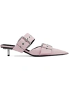 Balenciaga Belt Leather Mules In Pink