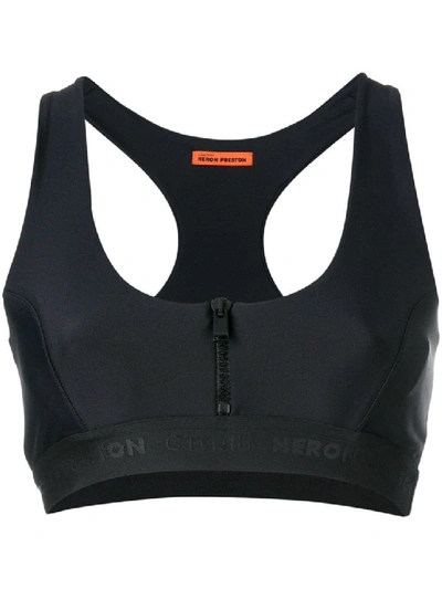 Heron Preston Zip-up Front Sleeveless Crop Top In Black
