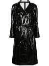 ALEXA CHUNG BLACK WOMEN'S WET-LOOK TRENCH COAT,1901-CO01-CO263