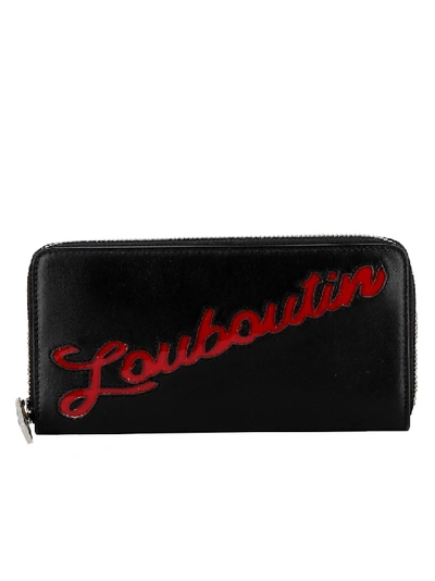 Christian Louboutin W Panettone Wallet Nv Logo Calf P/patent In Black,red