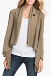 Bobeau One-button Fleece Wrap Cardigan (petite) In Mink