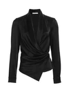 Alice And Olivia Women's Aurora Drape Shawl Blouse In Black