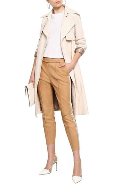 Sprwmn Woman Cropped Leather Tapered Pants Sand