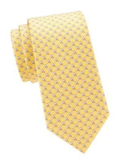 Ferragamo Men's Bull Silk Tie In Yellow