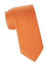 Ferragamo Mixed Size Gancini Silk Tie In Orange