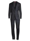 Isaia New Sanita Basic Wool Suit In Navy