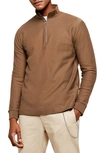 Topman Quarter Zip Pullover In Brown
