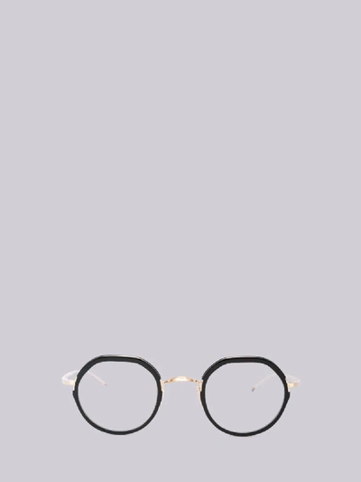 Thom Browne Eyewear Tb911 - Black And Gold Round Glasses