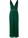 VALENTINO GREEN WOMEN'S CONTRAST STITCHED JUMPSUIT,PB3VE0M53H3