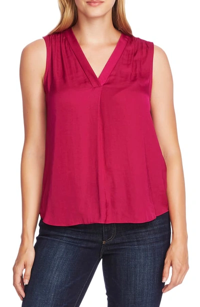 Vince Camuto Rumpled Satin Blouse In Magenta