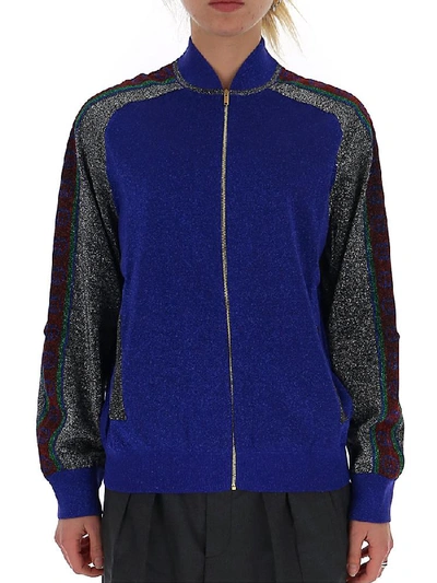 Gucci Lamé Bomber Jacket In Blue