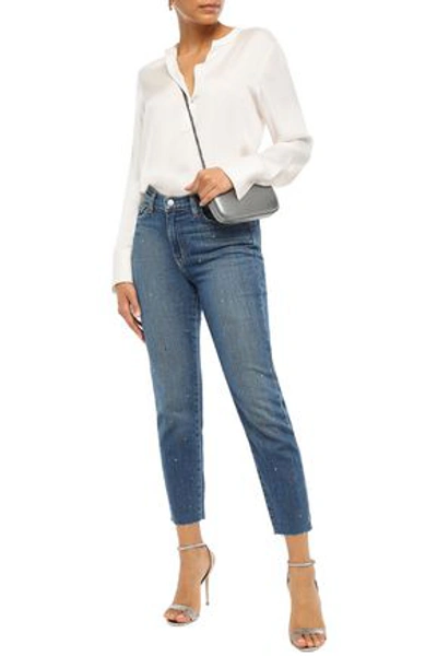 L Agence L'agence Woman El Matador Cropped Crystal-embellished High-rise Slim-leg Jeans Mid Denim
