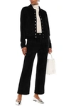 ALEXA CHUNG STUDDED VELVET BOOTCUT PANTS,3074457345627564685