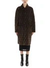 FENDI FENDI FF ALL OVER LOGO SHEARLING COAT