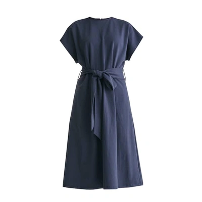 Paisie Jersey Dress With Self Belt In Navy