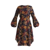 PAISIE Midnight Floral Dress With Balloon Cuffs In Navy Midnight Floral Print