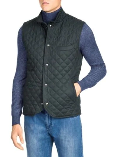 Isaia Quilted Cashmere Vest In Green
