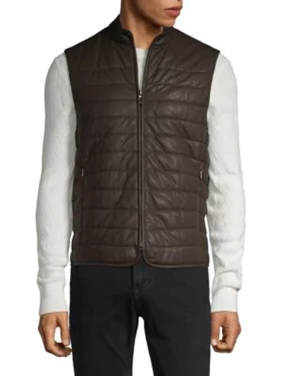 Loro Piana Full-zip Leather Puffer Vest In Cacao