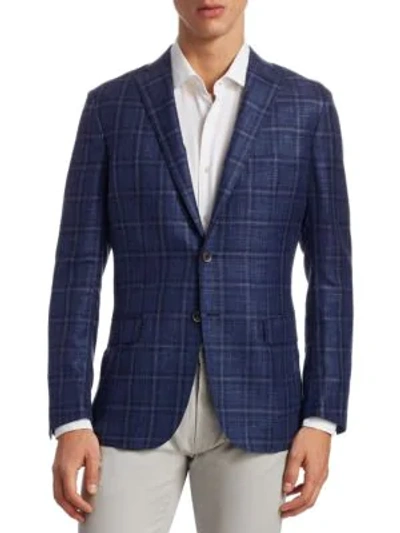 Saks Fifth Avenue Collection Plaid Sportcoat In Blue