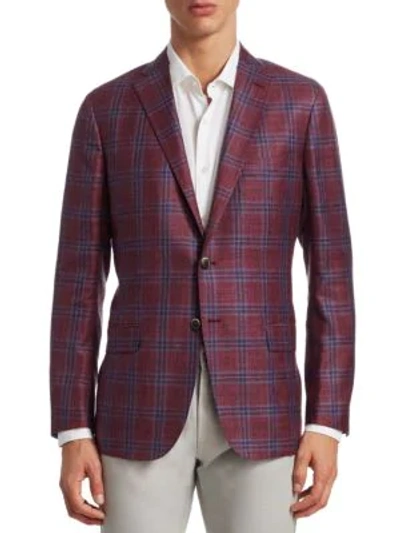 Saks Fifth Avenue Collection Plaid Check Sportcoat In Red