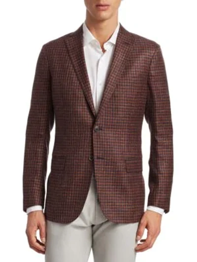 Saks Fifth Avenue Collection Wool Houndstooth Sportcoat In Orange