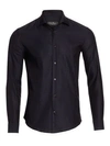 Ferragamo Tonal Gancini Regular-fit Cotton Button-down Shirt In Navy