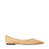 JIMMY CHOO LOVE FLAT Butter Rum Suede Flat Pumps,LOVEFLATBWJ S