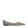 JIMMY CHOO LOVE FLAT Silver Glitter Flat Pumps With JC Monogram,LOVEFLATRJC S