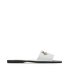 JIMMY CHOO MINEA FLAT Latte Croc-Embossed Leather Flat Sandals with JC logo