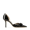 JIMMY CHOO KAITENCE 85 Black Patent and Suede Point-Toe Pumps with Crystal-Embellished Bow,KAITENCE85ADO