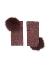 PORTOLANO FOX FUR POM-POM CASHMERE ARM WARMERS,400011332815