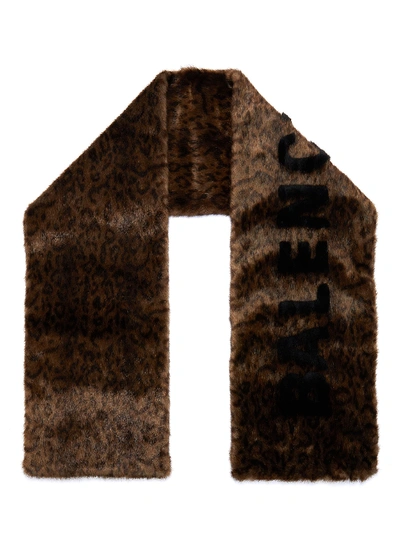 Balenciaga Logo Intarsia Faux Fur Scarf In Brown
