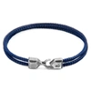 ANCHOR & CREW NAVY BLUE CROMER SILVER & ROPE BRACELET