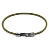 Anchor & Crew Khaki Green Talbot Silver & Rope Bracelet In Rope