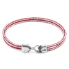 ANCHOR & CREW RED DASH CROMER SILVER & ROPE BRACELET (CHARITY BRACELET END YOUTH HOMELESSNESS)