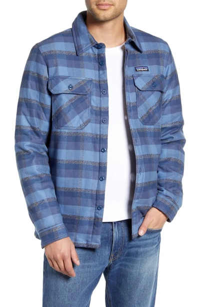 Patagonia 'fjord' Flannel Shirt Jacket In Observer Wooly Blue
