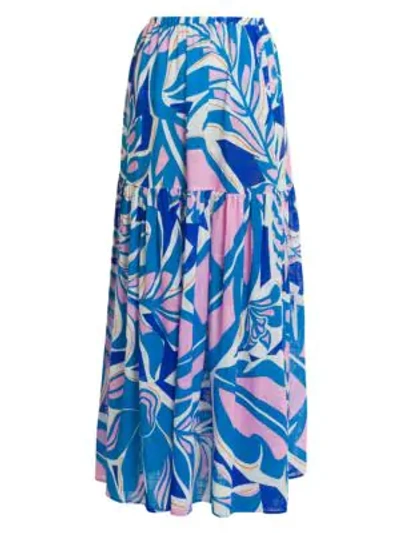 Emilio Pucci Rustic Printed Cotton Skirt In Turquoise