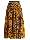 ADAM LIPPES Tiger-Stripe Pleated Midi Skirt