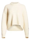 Alexander Wang Women's Drape-back Cotton Sweater In Ivory