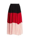 AKRIS PUNTO COLORBLOCK PLISSÉ PLEATED MIDI SKIRT