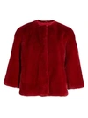 Julia & Stella For The Fur Salon Three-quarter Sleeve Mink Fur Jacket In Scarlet