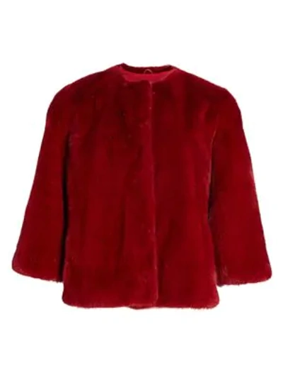 Julia & Stella For The Fur Salon Three-quarter Sleeve Mink Fur Jacket In Scarlet