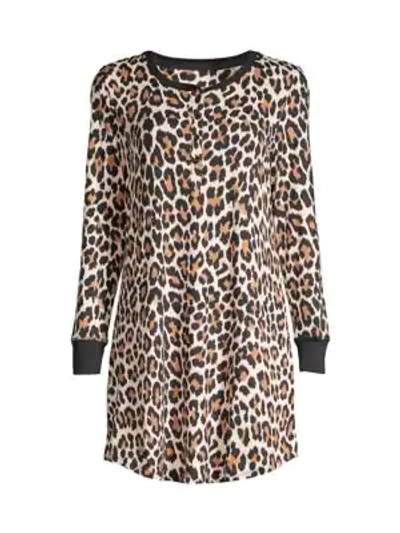 Kate Spade Graphic-print Brushed Jersey Sleepshirt In Leopard
