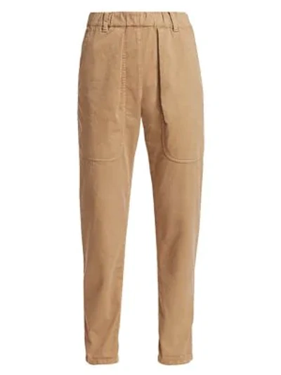 Brunello Cucinelli Stretch-cotton Garment-dyed Trousers In Caramel