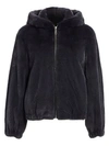 THE FUR SALON WOMEN'S HOODED MINK FUR BOMBER JACKET,0400011507311