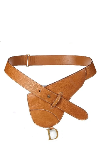 Pre-owned Dior Brown Leather Saddle Belt Bag 80