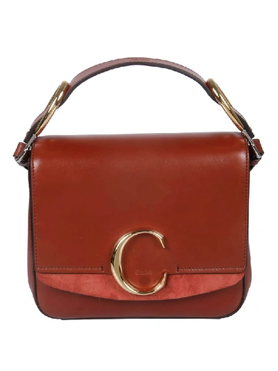 Chloé Small C Plaque Shoulder Bag In Brown
