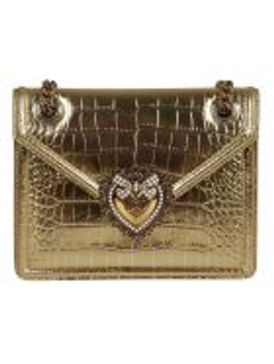 Dolce & Gabbana Crocodile Effect Mini Crossbody Bag In Gold