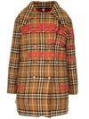 BURBERRY BURBERRY DOUBLE BREASTED HORSEFERRY PRINTED COAT